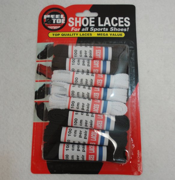 ''8pk 39'''' Flat SHOE Laces [BLK/BRWN/WHTE]''